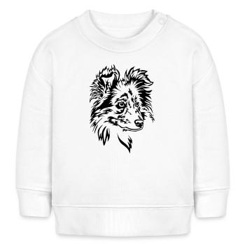 Sheltie Kopf - Baby Organic Sweatshirt Baby Changer von Stanley/Stella - Weiß - Vorne