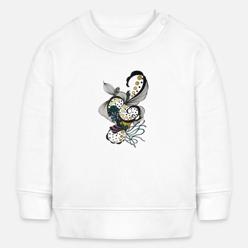 Silhouettes florales avec des points dorés - Sweat bébé bio Stanley/Stella - blanc
