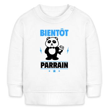 Bientôt Parrain – Annonce humoristique avec panda - Sweat bébé bio Stanley/Stella - blanc - Devant