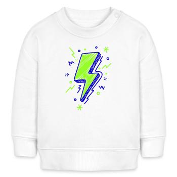 Blitze in Grün und Blau dargestellt - Baby Organic Sweatshirt Baby Changer von Stanley/Stella - Weiß - Vorne
