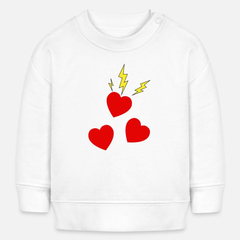 Coeurs électriques en rouge - Sweat bébé bio Stanley/Stella - blanc