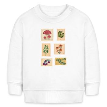 Botanik Pflanzen Briefmarken - Baby Organic Sweatshirt Baby Changer von Stanley/Stella - Weiß - Vorne