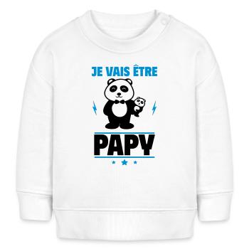 je vais être papy, annonce grosse,grand-père - Sweat bébé bio Stanley/Stella - blanc - Devant