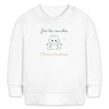 "Ich habe Windeln voller Ehrgeiz" - Baby Organic Sweatshirt Baby Changer von Stanley/Stella - Weiß - Vorne