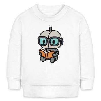 Geek Roboter mit Brille und Buch - Baby Organic Sweatshirt Baby Changer von Stanley/Stella - Weiß - Vorne