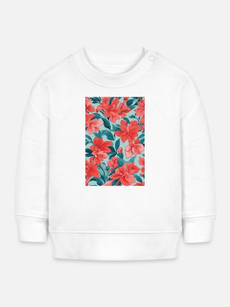 Rote Blumen - Baby Organic Sweatshirt Baby Changer von Stanley/Stella - Weiß