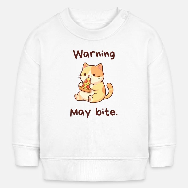 Kawaii Pizza Cat Warning May bite - Baby Sweatshirt by Stanley/Stella - white