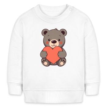 Bär mit rotem Herz Geschenk Mutter Muttertag - Baby Organic Sweatshirt Baby Changer von Stanley/Stella - Weiß - Vorne