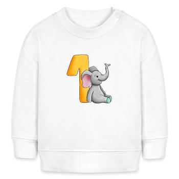 1. Geburtstag Elefant - Baby Organic Sweatshirt Baby Changer von Stanley/Stella - Weiß - Vorne