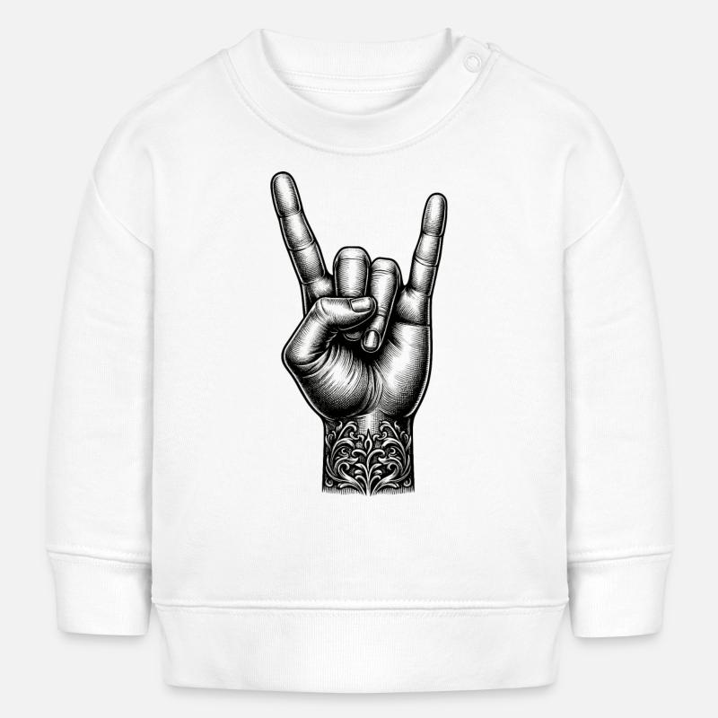Rock on Hand with Devils Horns - Baby Sweatshirt by Stanley/Stella - white