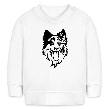 Tête de Border Collie - Sweat bébé bio Stanley/Stella - blanc - Devant