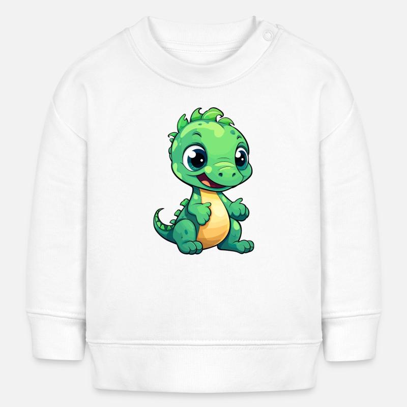 Mignon bébé dinosaure souriant - Sweat bébé bio Stanley/Stella - blanc