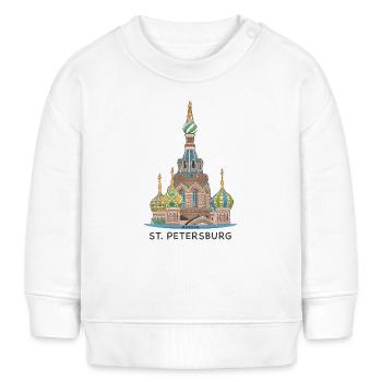 St. Petersburg, Kirche, Russland, Strichzeichnung - Baby Organic Sweatshirt Baby Changer von Stanley/Stella - Weiß - Vorne