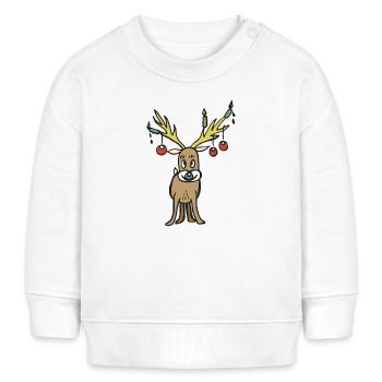 Mignon renne avec des bois jaunes - Sweat bébé bio Stanley/Stella - blanc - Devant