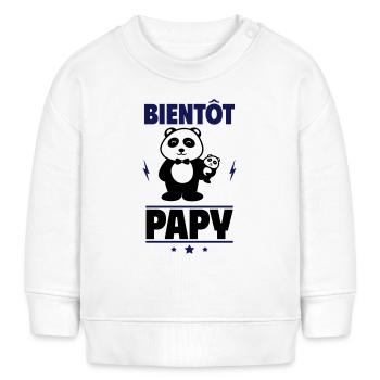 Bientôt Papy – Panda humoristique pour futurs papy - Sweat bébé bio Stanley/Stella - blanc - Devant