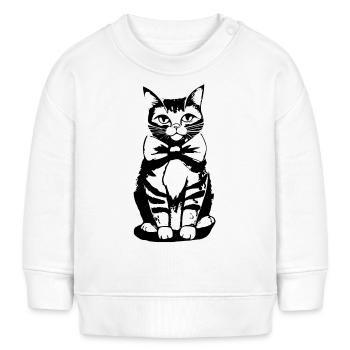 Katze mit fliege um den Hals - Baby Organic Sweatshirt Baby Changer von Stanley/Stella - Weiß - Vorne