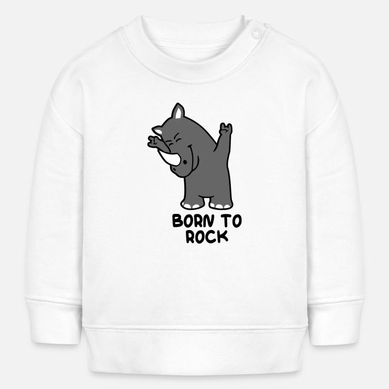Born to Rock Rhinocéros - Sweat bébé bio Stanley/Stella - blanc