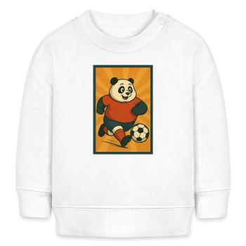 Dynamischer Fußballpanda - Baby Organic Sweatshirt Baby Changer von Stanley/Stella - Weiß - Vorne