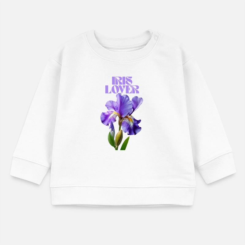 Fleur d’iris violet design botanique Sweat bébé bio Stanley/Stella