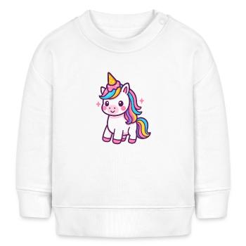 Licorne colorée avec crinière arc-en-ciel - Sweat bébé bio Stanley/Stella - blanc - Devant