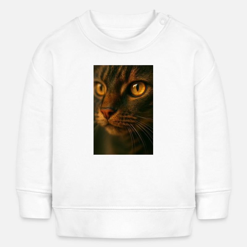 Yeux de chat fermés - Sweat bébé bio Stanley/Stella - blanc