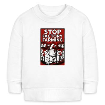 Stopp Factory Farming Poster - Baby Organic Sweatshirt Baby Changer von Stanley/Stella - Weiß - Vorne