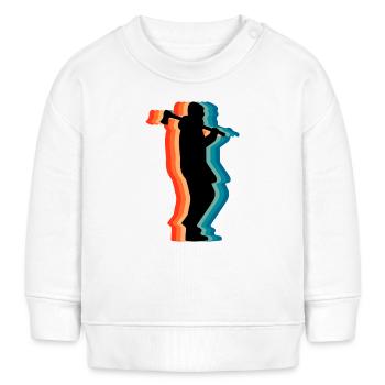 Retro Holzfäller Holzfäller Axt Silhouette Gif - Baby Organic Sweatshirt Baby Changer von Stanley/Stella - Weiß - Vorne