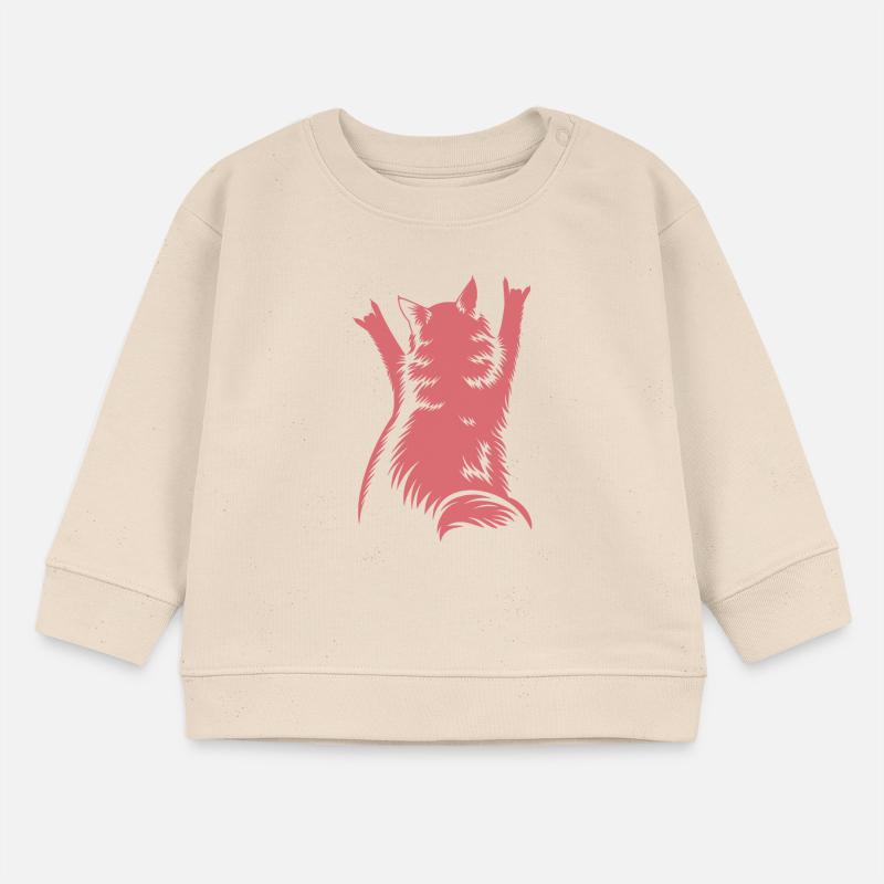 Rock Cat Back View – Devil Horns Baby Sweatshirt by Stanley/Stella