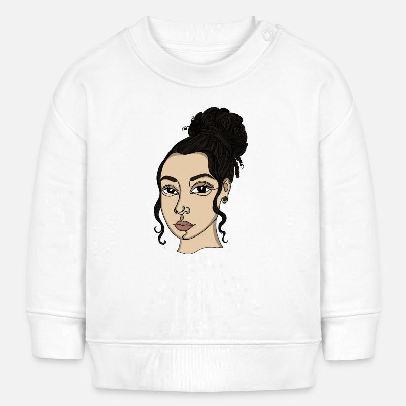 Portrait Style Bun Nose Piercing - Baby Sweatshirt by Stanley/Stella - white
