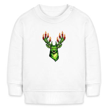 grüner Weihnachtshirsch mit Kerzen . KI generiert - Baby Organic Sweatshirt Baby Changer von Stanley/Stella - Weiß - Vorne