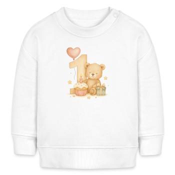 teddy birthday / Teddybär Geburtstag - Baby Organic Sweatshirt Baby Changer von Stanley/Stella - Weiß - Vorne