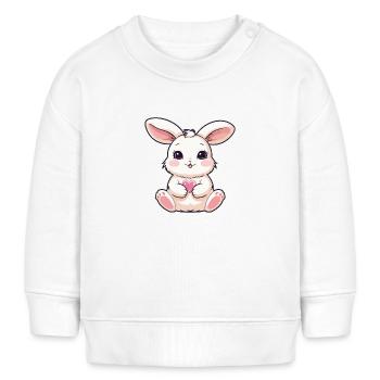 Babykaninchen, Babyhase mit Herz in seinen Pfoten - Baby Organic Sweatshirt Baby Changer von Stanley/Stella - Weiß - Vorne