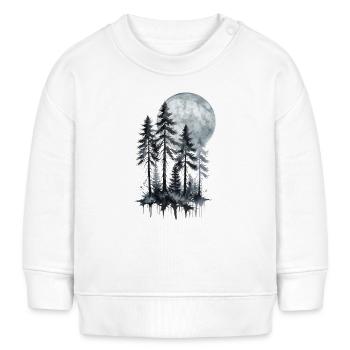 Mondschein Wald Aquarell Silhouette - Baby Organic Sweatshirt Baby Changer von Stanley/Stella - Weiß - Vorne
