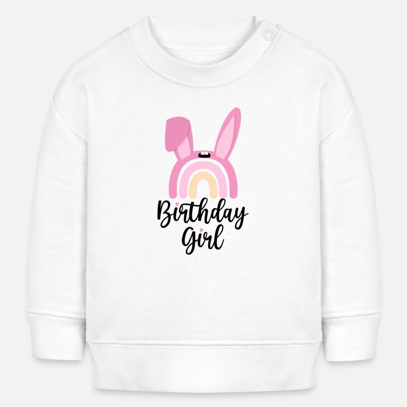 Lapin rose arc arc-en-ciel - Sweat bébé bio Stanley/Stella - blanc