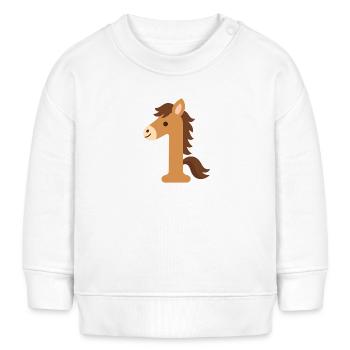 Erster Geburtstag Pferd als Zahl 1 - Baby Organic Sweatshirt Baby Changer von Stanley/Stella - Weiß - Vorne