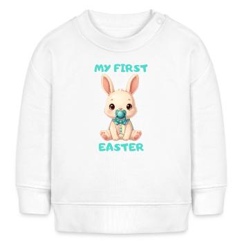 My First Easter – Süßer Babyhase mit Schnuller - Baby Organic Sweatshirt Baby Changer von Stanley/Stella - Weiß - Vorne