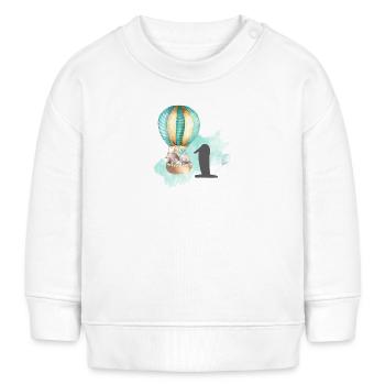 1. Geburtstag, eins, erster, Tiere Heißluftballon - Baby Organic Sweatshirt Baby Changer von Stanley/Stella - Weiß - Vorne
