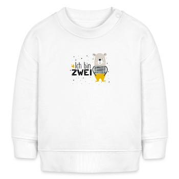 2ème anniversaire, deux, deuxième, ours, anniversaire - Sweat bébé bio Stanley/Stella - blanc - Devant