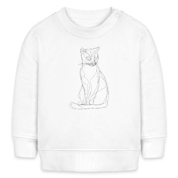 Cat One-Line Line Drawing - Baby Sweatshirt by Stanley/Stella - white - Front
