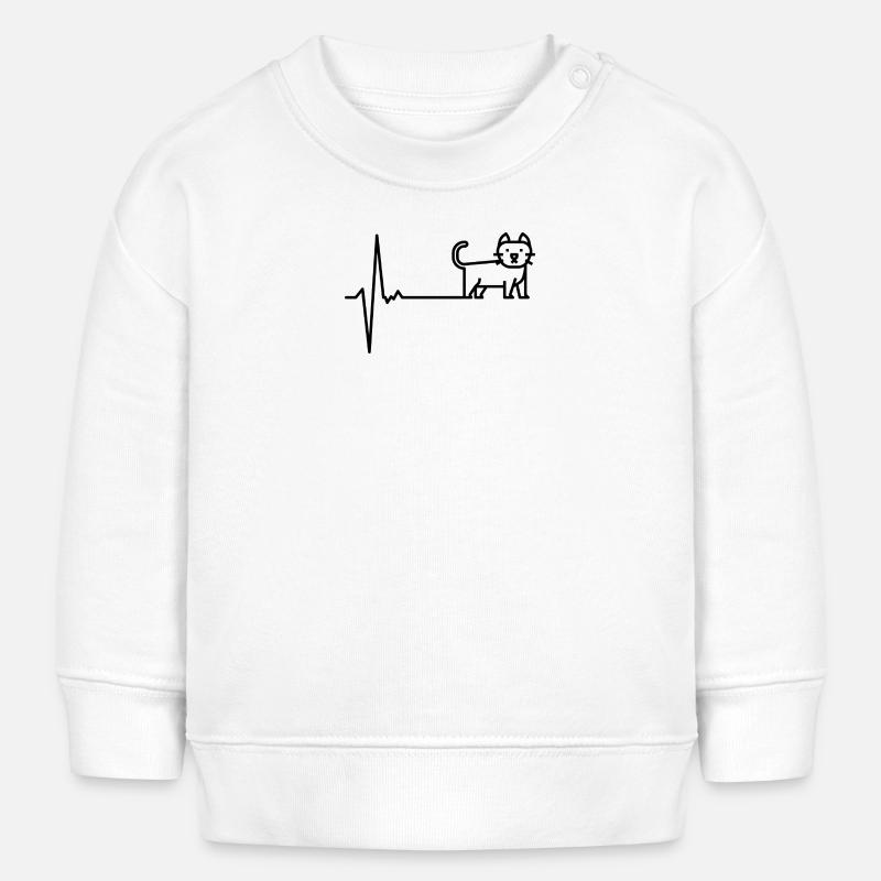 Chat à battement de cœur - Sweat bébé bio Stanley/Stella - blanc
