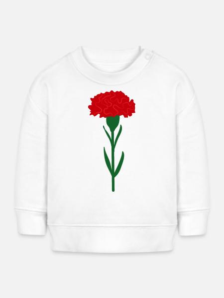 Einzelne leuchtend rote Nelkenblume - Baby Organic Sweatshirt Baby Changer von Stanley/Stella - Weiß