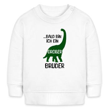 Geschwister Bruderherz Dino Stolzer Großer Bruder - Baby Organic Sweatshirt Baby Changer von Stanley/Stella - Weiß - Vorne