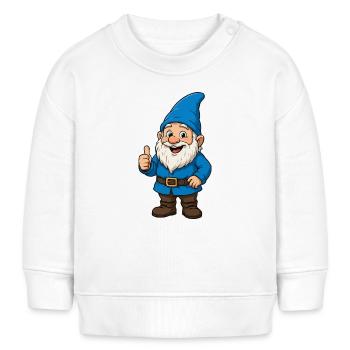 Blauer Gartenzwerg Daumenhoch - Baby Organic Sweatshirt Baby Changer von Stanley/Stella - Weiß - Vorne