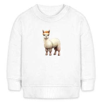 Lama mignon classe Design classe Lama animal - Sweat bébé bio Stanley/Stella - blanc - Devant