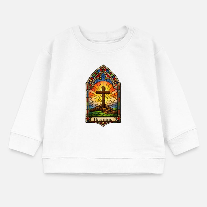 Resurrection He is Risen Easter Jesus Baby Sweatshirt by Stanley/Stella