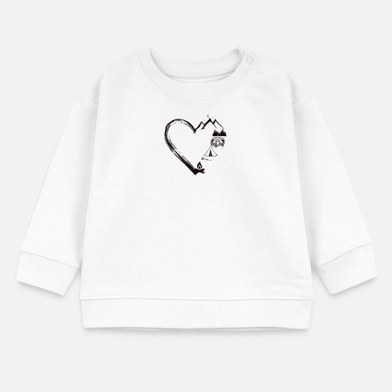 Conception de patch de camping Mountain Heart Sweat bébé bio Stanley/Stella