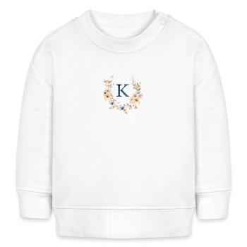 K Monogramm , Floral, Boho - Baby Organic Sweatshirt Baby Changer von Stanley/Stella - Weiß - Vorne