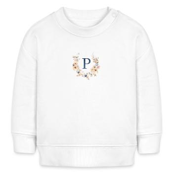 P Monogramm , Floral, Boho - Baby Organic Sweatshirt Baby Changer von Stanley/Stella - Weiß - Vorne