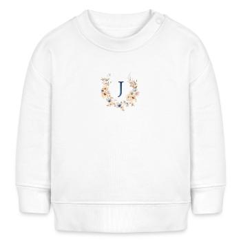 J Monogramme, Floral, Boho - Sweat bébé bio Stanley/Stella - blanc - Devant