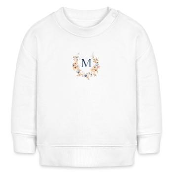 M monogramme, Floral, Boho - Sweat bébé bio Stanley/Stella - blanc - Devant